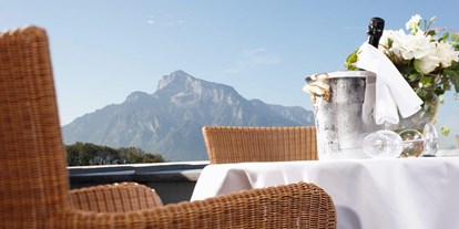 Stadthotels - Restaurant - Dachterrasse mit Blick auf den Untersberg - Amadeo Hotel Schaffenrath