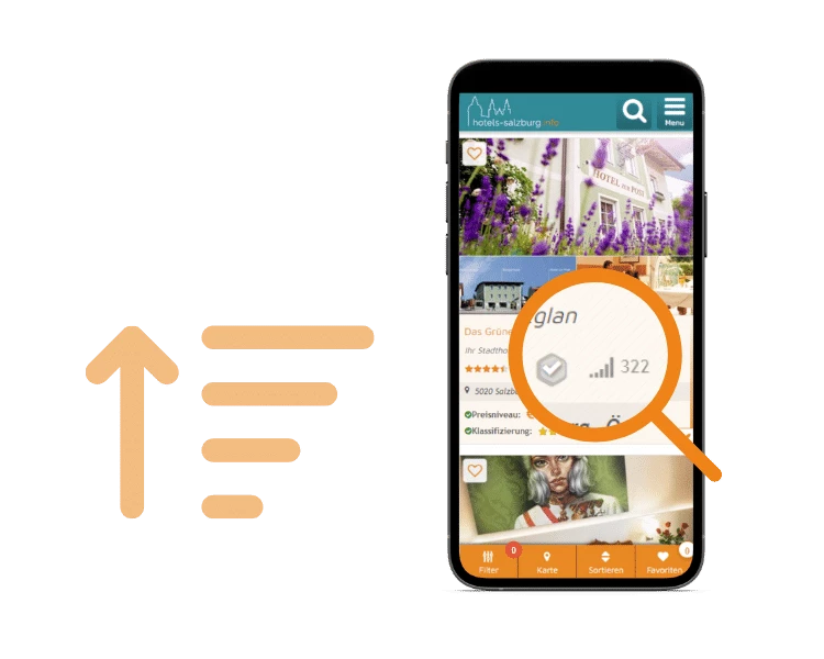 Mockup Reihung der Hotels